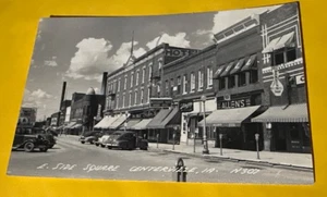 RPPC East Side Square Centerville Iowa IA Storefronts Cars Postcard - Picture 1 of 2