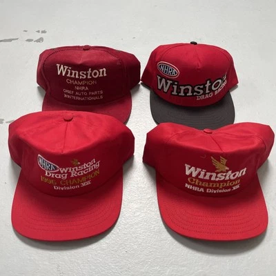 Lote De 4 Gorras De Colección Años 90 Winston NHRA Drag Racing SnapBack Hechas En EE. UU. NUEVAS SIN ETIQUETAS Foto 1 de 4