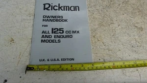 Original Rickman Motorcycle 125cc owners manual R125MX 125 SD Montesa Zundapp - Picture 1 of 17