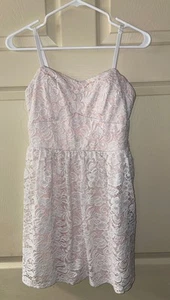 Womens Juniors Large AS U WISH Lace Over Beige DRESS Spaghetti Dress - Picture 1 of 7
