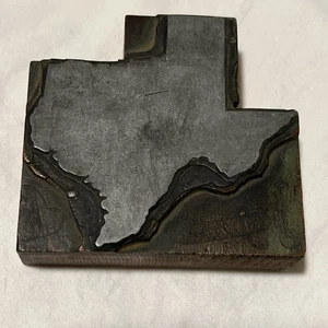 Letterpress Metal Wood Printing Block State of Texas - Picture 1 of 7