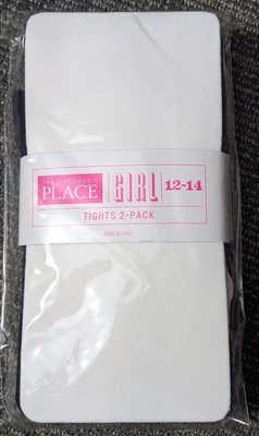 The Children's Place New 2 Pair Tights Girls 12-14 Solid Black And White - Image 1 of 2