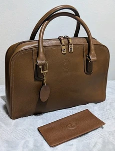 Vintage 70's Carven Paris Leather Handbag And Slim Wallet Tan Brown - Picture 1 of 20