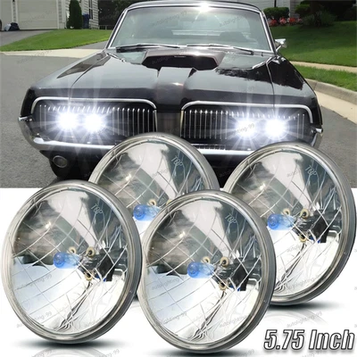 For Mercury Cougar 1967-76 Monterey Comet -5-3/4" 5.75" Halogen Hi/Lo Headlights - Image 1 of 4