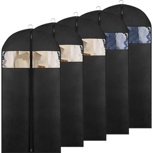 5 Pack - 50" Black Garment Bag, Mens Suit Bags for Closet Storage and Travel,... - Picture 1 of 6