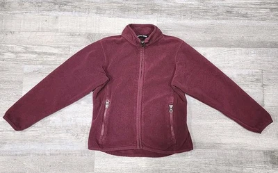Chaqueta de forro polar Lands End para niños talla mediana burdeos con cremallera completa y manga larga Foto 1 de 4