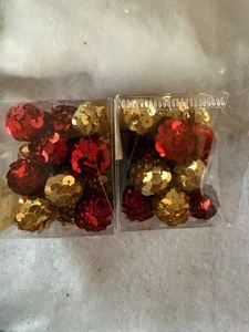 54 1/2 Inch Mini Sequin Red Gold Balls Shiny Decorative Holiday Crafting - Picture 1 of 4