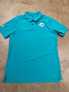 Nike Dri Fit NFL On Field Miami Dolphins Polo Shirt Men L Chest Pocket Embroider - Picture 1 of 7