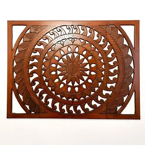 Testata Mandala Artiera Decorativa Legno Intagliato a Mano Pannello Grande - Foto 1 di 10