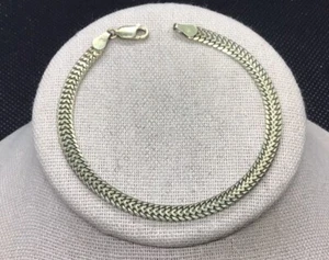 Vintage Yellow Gold Over Sterling Silver 925 Unique Bracelet 7" Y080 - Picture 1 of 4
