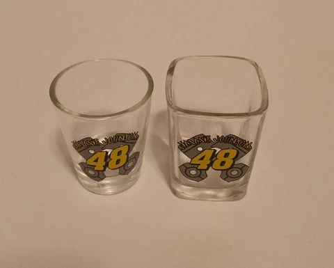 Lot of 2 Nascar Jimmie Johnson #48 Shot Glasses.  Read Description Cover