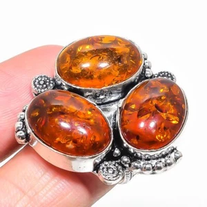 Women's Day Gift Baltic Amber Gemstone Ring Size 8 z495 - Picture 1 of 5
