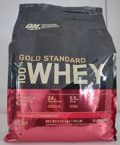Optimum Nutrition Gold Standard 100% Whey (4.5 kg) Delicious Strawberry -Damaged - Picture 1 of 1