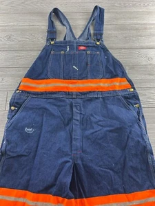DICKIES Utility Dark Wash Reflective Denim Blue Jean Overalls Men's Size 46X30 - Picture 1 of 10