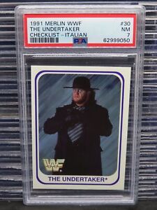 1991 Merlin WWF Italian The Undertaker Checklist Rookie RC #30 PSA 7 NM Y88