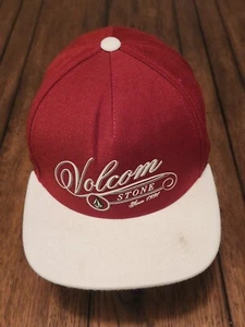 Volcom Stone Designer Burgundy Red Snapback Hat Hook Shot Genuine - Picture 1 of 10