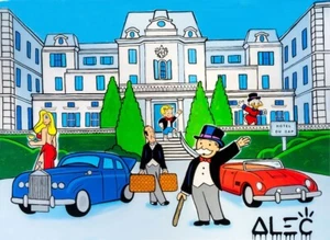 Alec Monopoly Hand oil painting on canvas,Monopoly Welcoming 24×32" - Picture 1 of 5