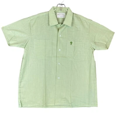 NOS NEW Aristocrat Permanent Prest Shirt Men’s M Green Rockabilly Embroidered - Image 1 of 4