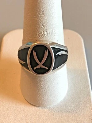ANILLO SELLO SABLES PLATA ESTERLINA Y ESMALTE ESTILO OTOMANO PARA HOMBRE. TALLA 9,25 Foto 1 de 4
