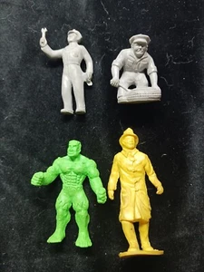 4 RARE RUBBER TOY FIGURES FIREMAN MECHANICS HULK - Picture 1 of 1