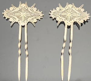 2 seltene Haarnadeln / Haarschmuck sehr filigran 900 Silber Schmuck Antik - Picture 1 of 5