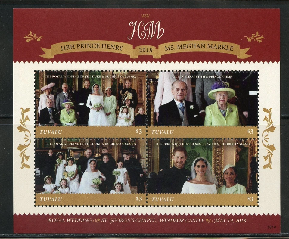 Tuvalu 2018 - Boda Real, Príncipe Harry y Meghan Markle - Hoja - MNH Foto 1 de 1