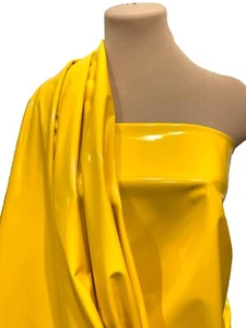 2 WAY STRETCH PU COATED DARK YELLOW FABRIC... 58 " WIDE.. SOLD BTY, COSTUME - Picture 1 of 6