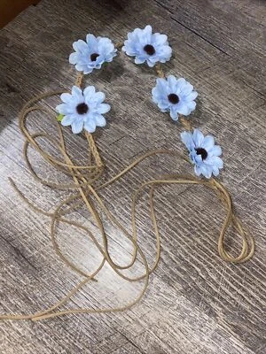 Diadema Claires Marrón Cuero Trenzado Azul Margarita Cabello Halo Boda Flor Niña Foto 1 de 2