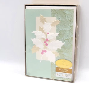 Hallmark Christmas Cards Holly Berries 7x 4.75 inches 16 Cards Envelopes Message - Picture 1 of 9