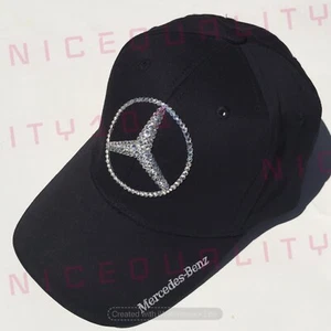Mercedes Benz Made With Swarovski Crystals Black Hat Cap Adjustable - Bild 1 von 2