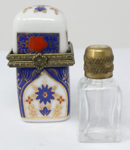 Vintage Limoges Perfume Trinket Box & 1 Bottle - Hand Painted Porcelain Vintage