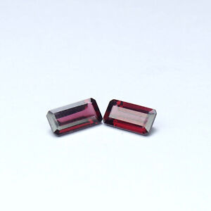 3.47 CTS, Natural Pink Rhodolite Garnet baguette Cut Loose Gemstones Pair 9x4MM
