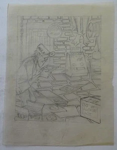 AL KILGORE dibujo a lápiz 8 x 10 CUBIERTA DE PISO SEMANAL revista dibujos animados AKd388 - Imagen 1 de 2