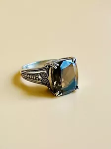Estate Sterling Silver CNA Signed 925 Smokey Topaz Filigree Art Deco Ring 6 - Picture 1 of 10