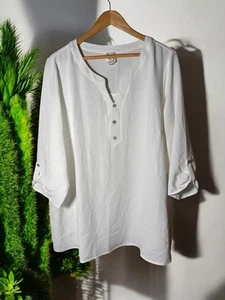 ANTHROPOLOGIE NAIF Top Damen 3X Tunika weiß Blumen Sommer Bluse fließend J14 - Bild 1 von 7