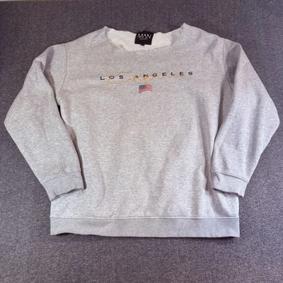 BooHoo Hombre Unisex Distressed LA Sudadera con Capucha Gris Talla Grande Foto 1 de 4