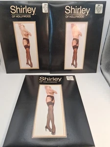 3 Shirley Of Hollywood Garter Required Nylon Stockings In Red Royal Plum - Picture 1 of 8