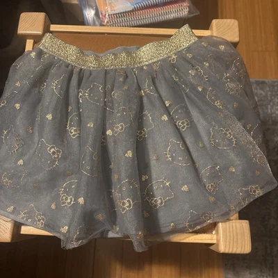 Falda de tul Hello Kitty corazones brillantes dorados y cabezas de Hello Kitty ~ Niñas Talla S Foto 1 de 4