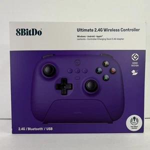 8Bitdo Ultimate 2.4G Wireless Controller Purple Hall Effect Joystick - Picture 1 of 4
