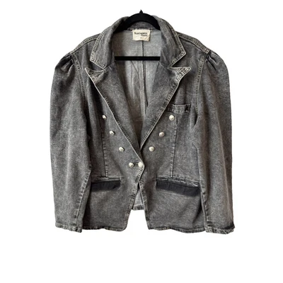 Chaqueta Blazer Savannah Jane Gris Denim Lavado Para Mujer Plus 3X Western Boho Chic Foto 1 de 4