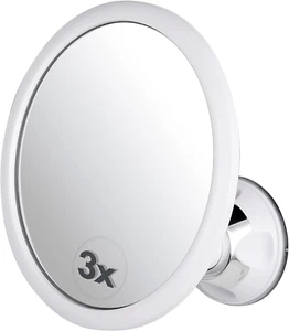 3X Magnifying round Shower Mirror for Fogless Shaving with Suction Cup, Shatterp - Picture 1 of 12