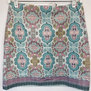 Talbots Skirt size 10 Pink and Turquoise Blue $69.50 Paisley Spring Summer SK - Picture 1 of 7