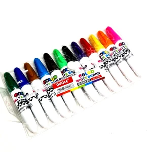 12 X Mini Pointe Ogive Chiffon Sec Stylos Blanc Board Marqueur Multicolore Neuf - Afbeelding 1 van 4