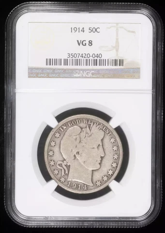 1914 P Barber Half Dollar NGC VG-8 Cover