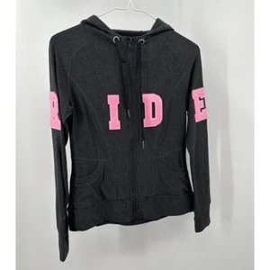 Goode Rider Girls Black Heather RIDE Patch Knit Full Zip Hoodie Jacket 14 - Picture 1 of 9