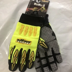 XXL MAD MAX II HV Gray Dotted Synthetic Leather Palm Hi-Vis Yellow All Purpose - Picture 1 of 8