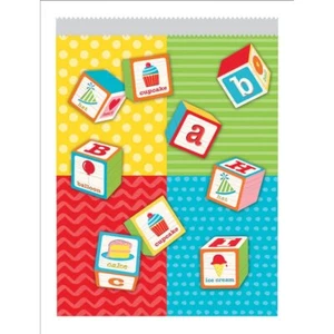 ABC Birthday Building Blocks Toys 1st Birthday Party Favor Bags Treat Sacks - Picture 1 of 1