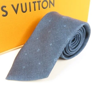 LOUIS VUITTON Constellation Denim Tie Monogram Pattern Business Silk Blue 78212 - Picture 1 of 5