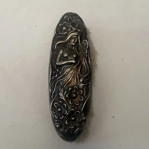 Art Nouveau Sterling Silver Clothes Brush Fair Lady With Florals - Picture 1 of 5