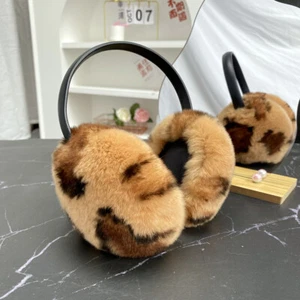 Orejeras unisex de piel de conejo real de rex grandes suaves orejeras de invierno cálidas - Imagen 1 de 22